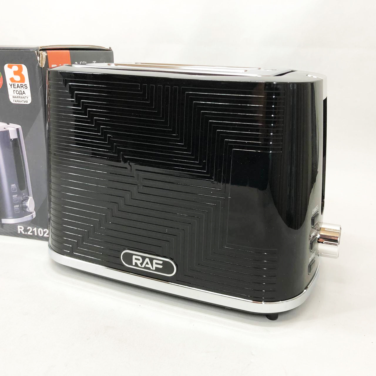 Тостер RAF R.2102, 900 Вт, 2 широких слота, функция размораживания и подогрева