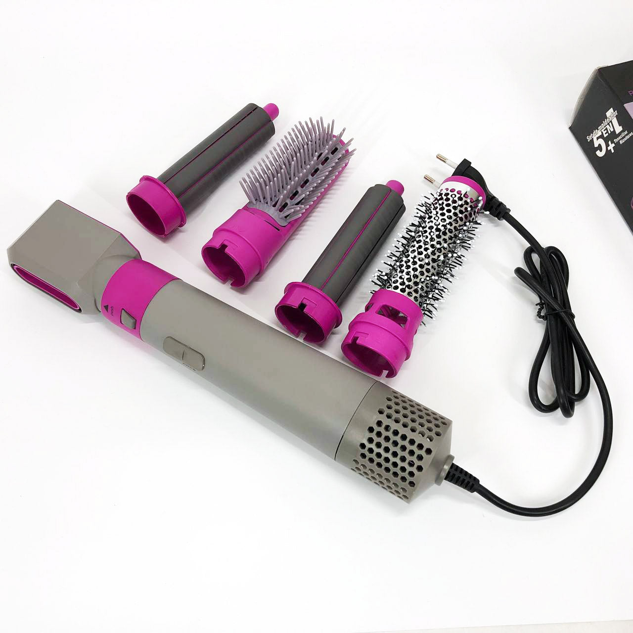 Фен-щетка стайлер 5 в 1 мультистайлер для завивки и укладки волос воздушный с насадками