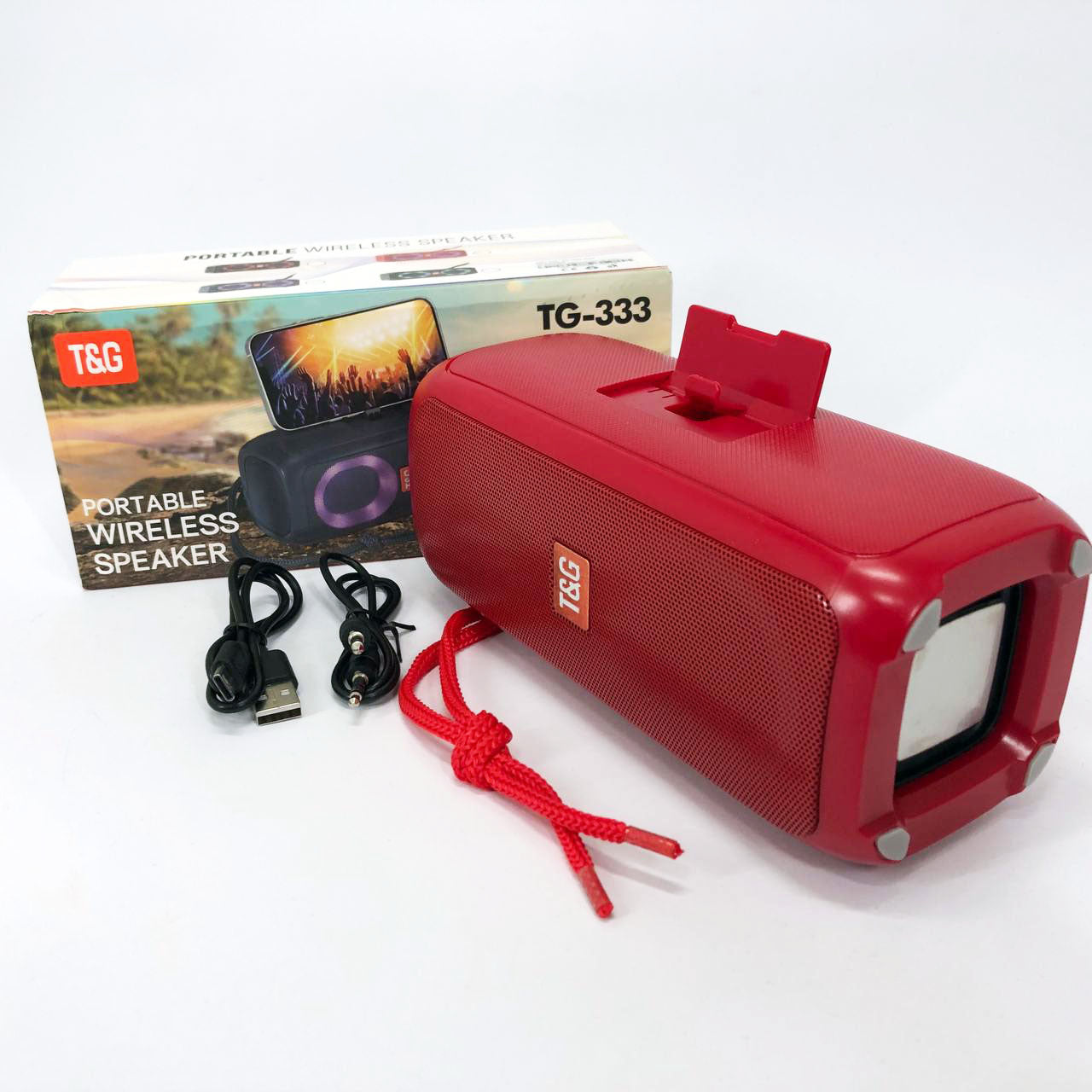 Портативная колонка TG333 2x5W с RGB подсветкой, беспроводная колонка портативная мощная. Цвет: красный