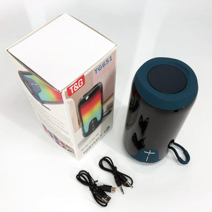 Bluetooth-колонка TG651 с RGB ПОДСВЕТКОЙ, аккумуляторная колонка для музыки, для вечеринки. Цвет: синий