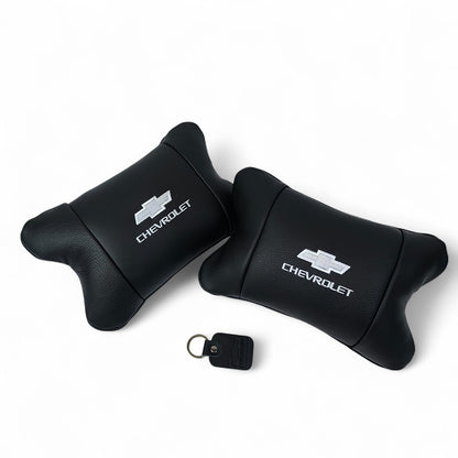 Автомобильные подушки Chevrolet из натуральной итальянской кожи + кожаный брелок в подарок