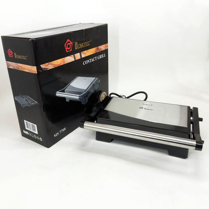 Гриль электрический Domotec MS-7708 контактный прижимной с антипригарным гранитным покрытием 1000 W