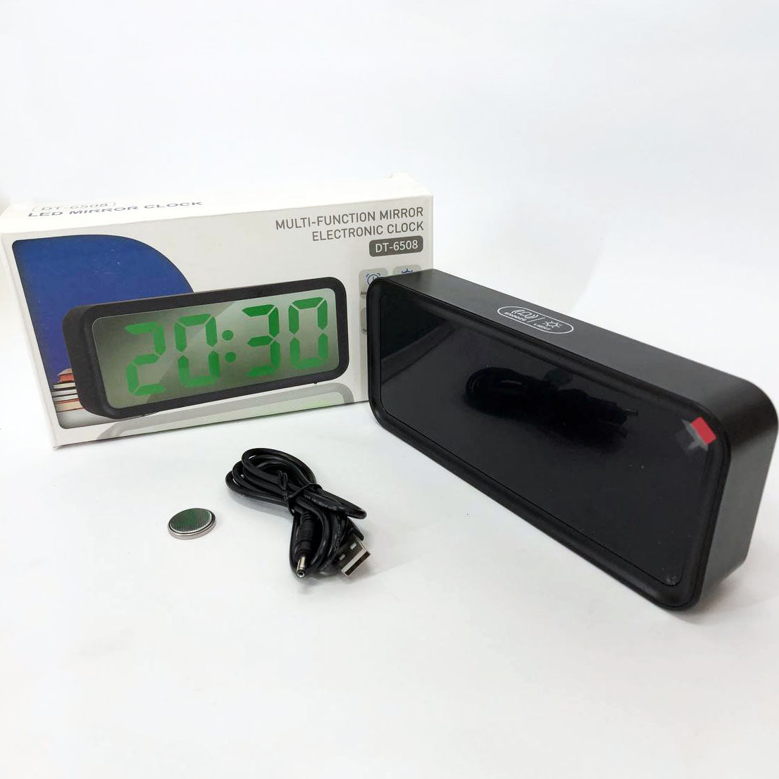 Часы настольные DT-6508 с будильником и USB зарядкой с зеленой подсветкой, лед часы настольные