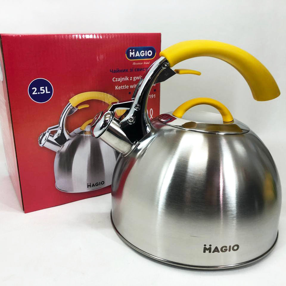 Чайник Magio MG-1191 2.5 Л со свистком, красивый чайник для газовой плиты, чайник на плиту, чайник газовый