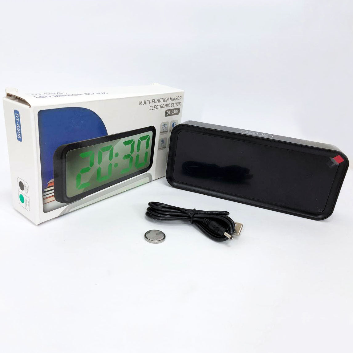 Часы настольные DT-6508 с будильником и USB зарядкой с зеленой подсветкой, лед часы настольные