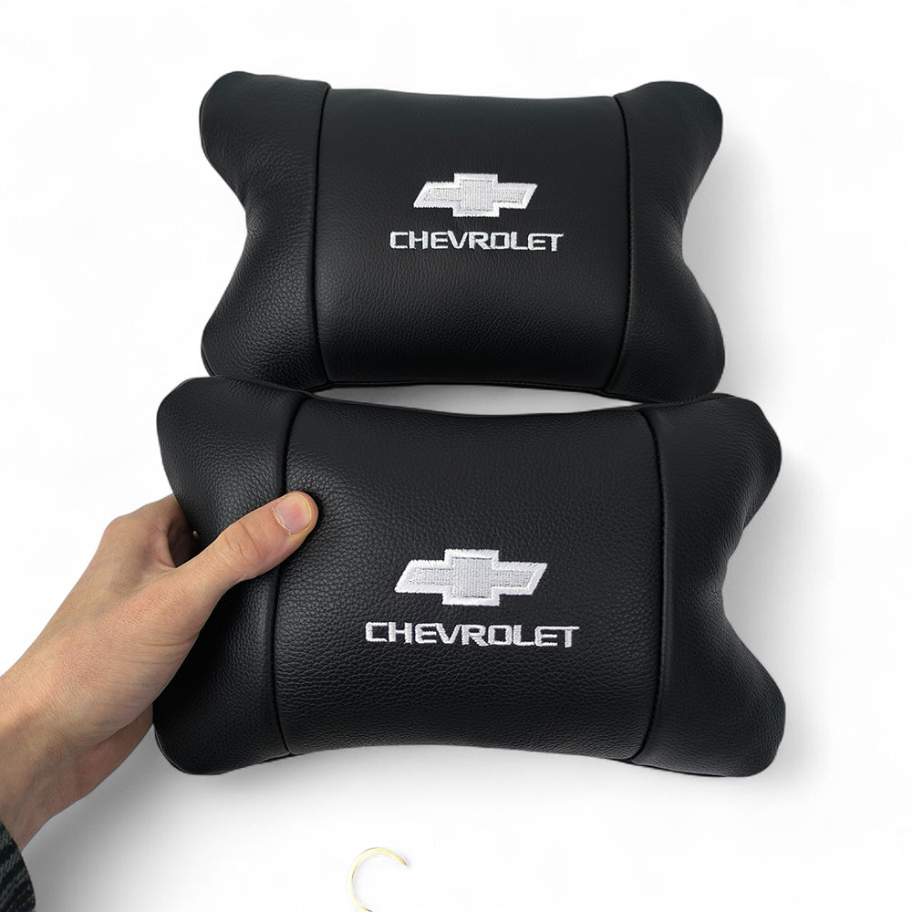 Автомобильные подушки Chevrolet из натуральной итальянской кожи + кожаный брелок в подарок