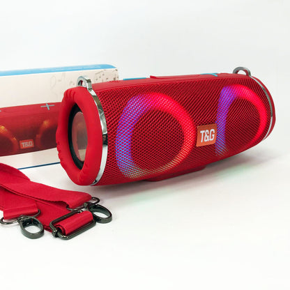 Портативная колонка TG642 с RGB подсветкой и ремешком, портативная блютус колонка. Цвет: красный