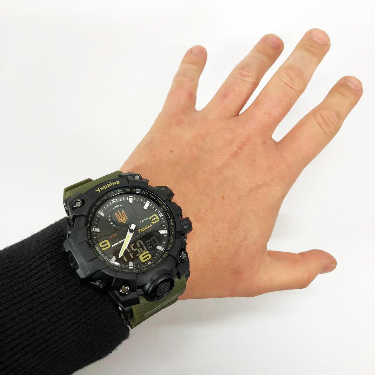 Часы наручные мужские SKMEI 6851/1586AG, Военные мужские наручные часы зеленые, Часы спортивные