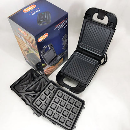 Мультимейкер (бутербродница-вафельница-гриль) Magio MG-363, Бутербродница 4в1, Сендвичница, Мультимейкер