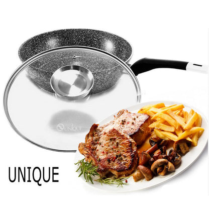 Сковорода глубокая с крышкой Unique UN-5171 24 см, Сковорода для приготовления на плите, удобная на кухню