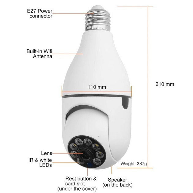 Камера видеонаблюдения лампочка CAM L1 E27 WIFI IP 360/90 поворотная