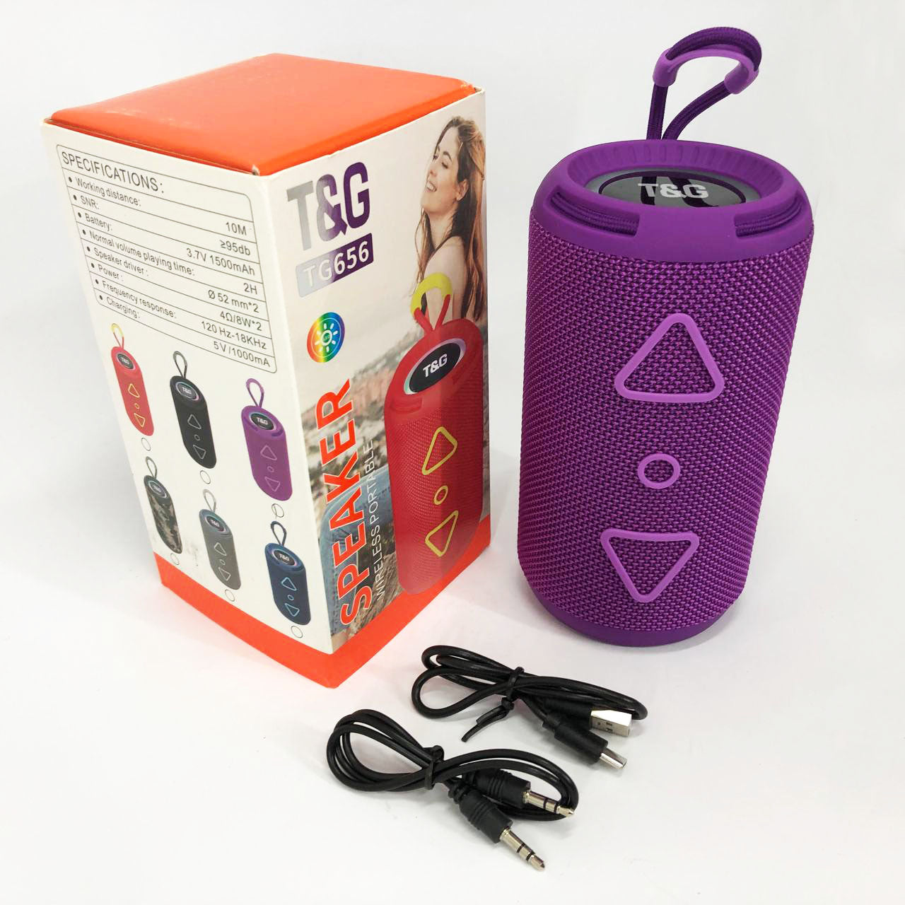 Bluetooth колонка портативная TG656 FM-радио, мощная переносная акустическая колонка. Цвет: фиолетовый