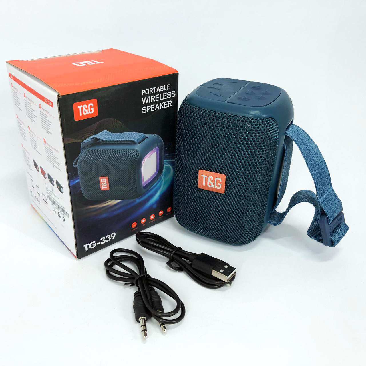 Портативна Bluetooth колонка TG339 5W з RGB підсвічуванням, Bluetooth колонка для вулиці. Колір: синій