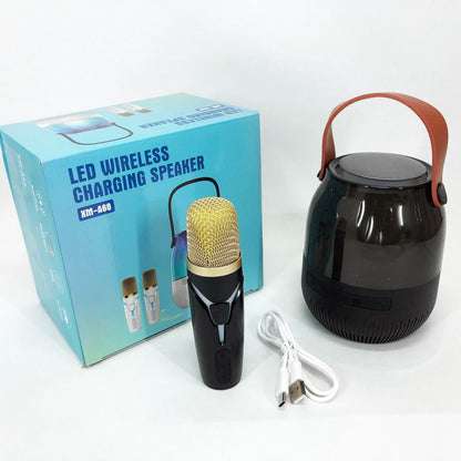 Портативная колонка XM-A68 с RGB подсветкой и микрофоном, Bluetooth микрофон для караоке