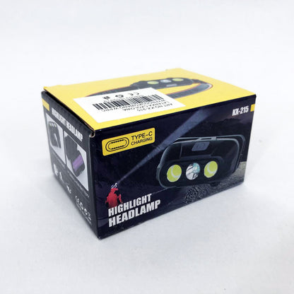 Фонарь налобный аккумуляторный KX-215-LED-2COB, Налобный светодиодный фонарь для ночных прогулок