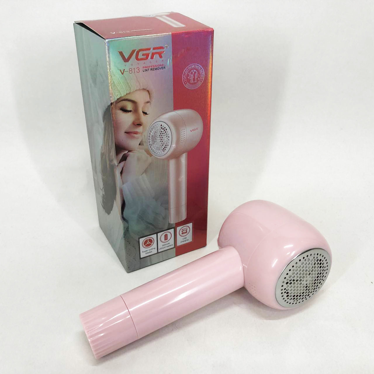 Машинка для удаления катышков VGR V-813, машинка для удаления катышков хорошая. Цвет: розовый