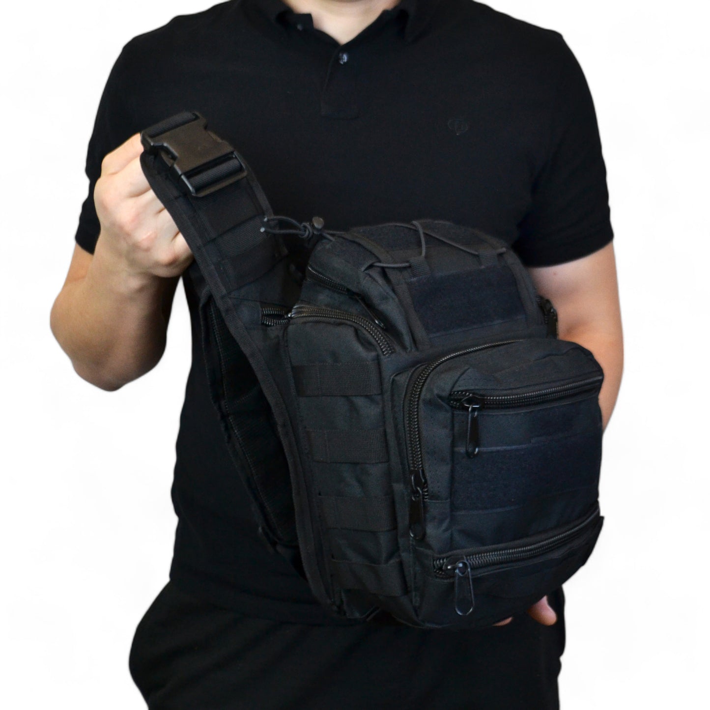 Тактична сумка чорна через плече військова велика нагрудна сумка ВСУ сумка універсальна армійська