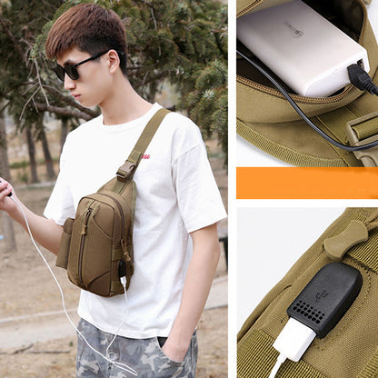 Тактична сумка через плече – водонепроникна сумка слінг із кордури на 4 кишені. Колір: койот