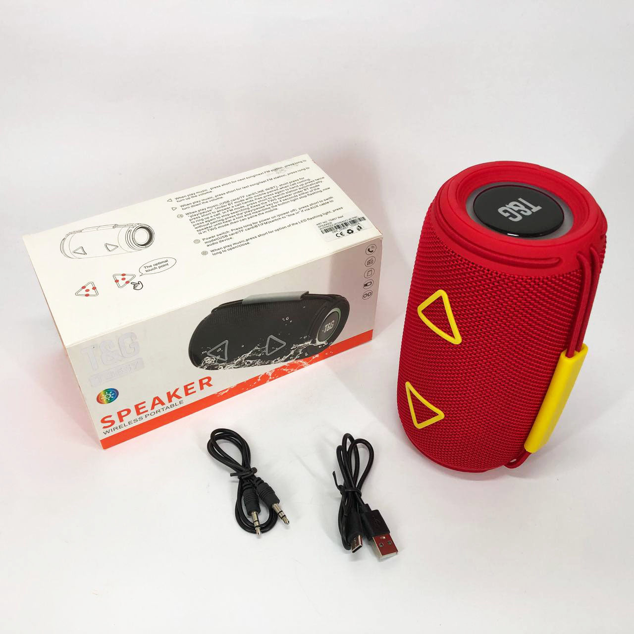 Bluetooth-колонка TG657 с RGB подсветкой 1500 mAh, Беспроводная колонка портативная мощная. Цвет: красный