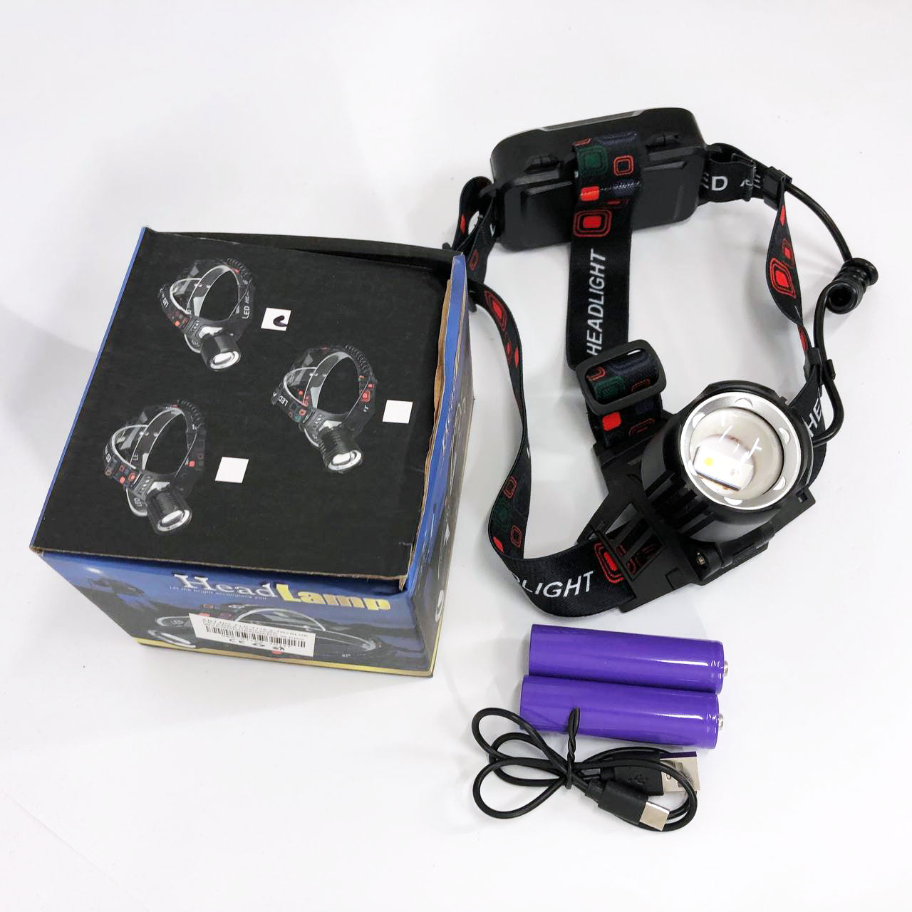 Фонарь налобный PLD-T115-2PM10-TG (white+blue), Фонарь аккумуляторный для рыбалки, водонепроницаемый