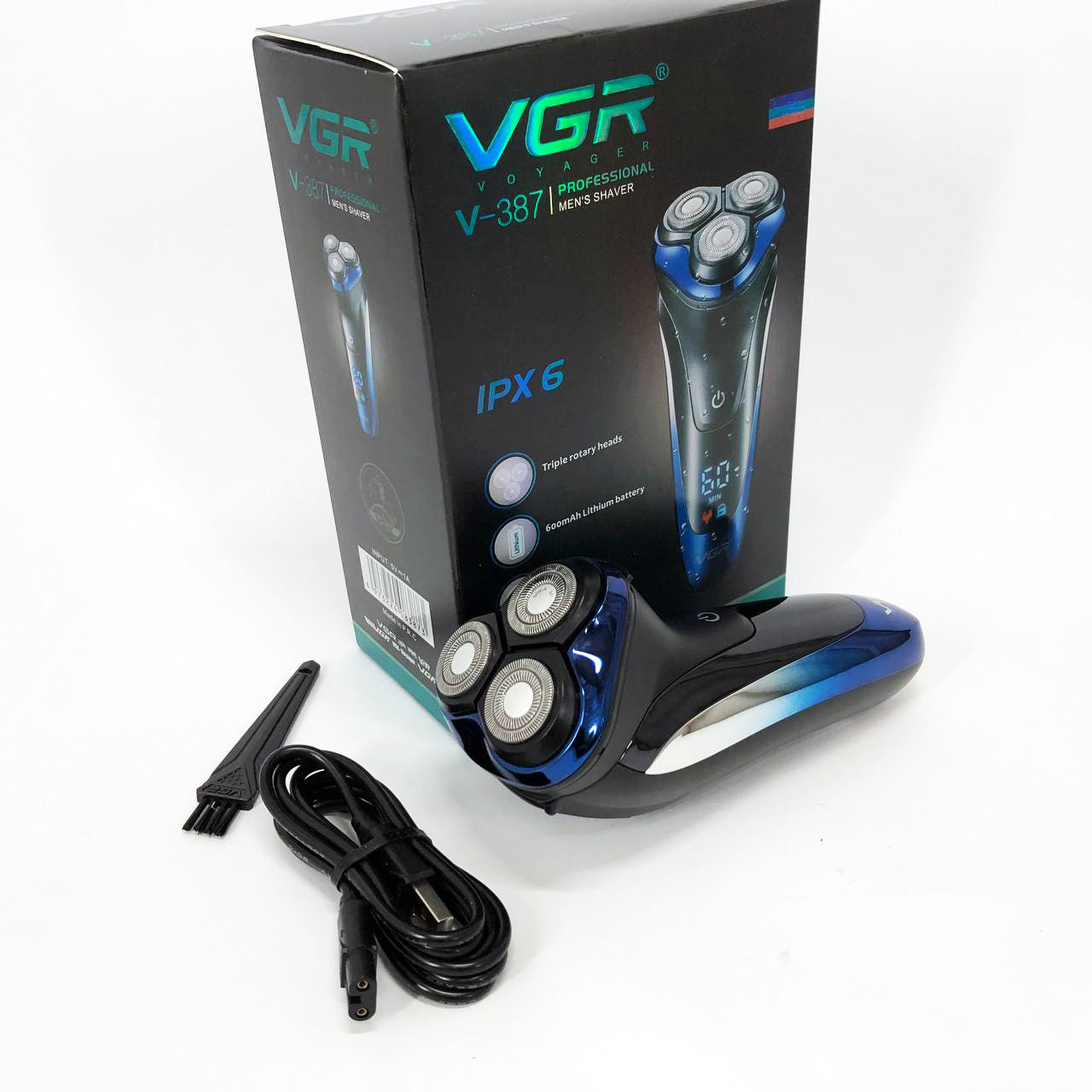 Электробритва VGR V-387 для мужчин, роторная для влажного и сухого бритья, Беспроводная электробритва