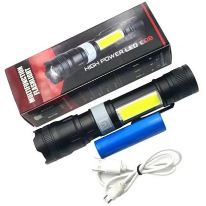 Фонарь ручной аккумуляторный PL-826-P70-COB(white+red), Портативный точечный фонарь, Походный фонарик