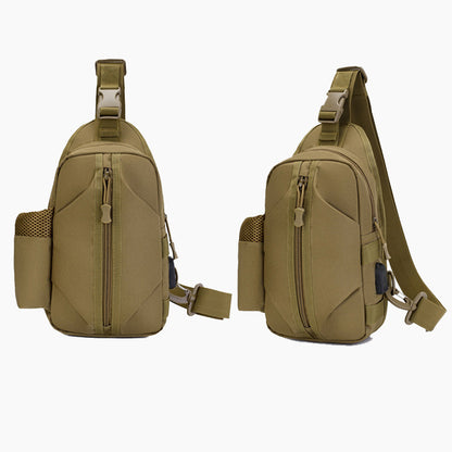 Тактична сумка через плече – водонепроникна сумка слінг із кордури на 4 кишені. Колір: койот