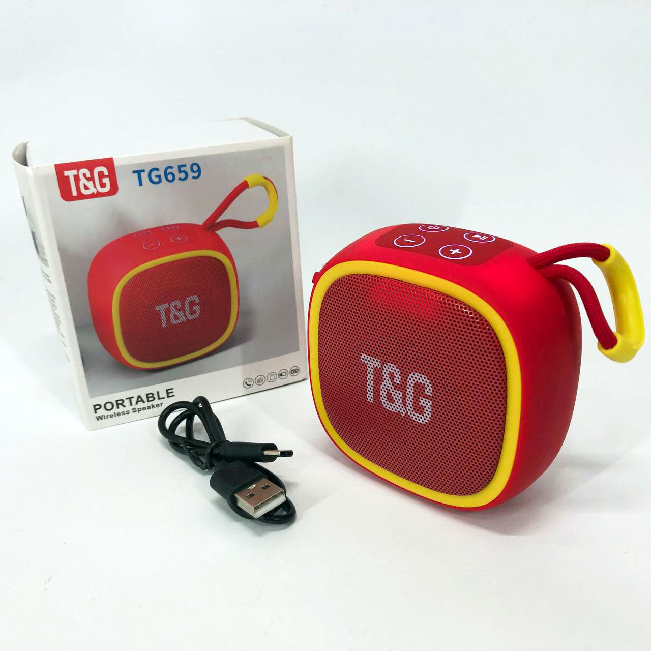 Портативная Bluetooth-колонка TG659 с ремешком, Громкая блютуз колонка для вечеринки. Цвет: красный