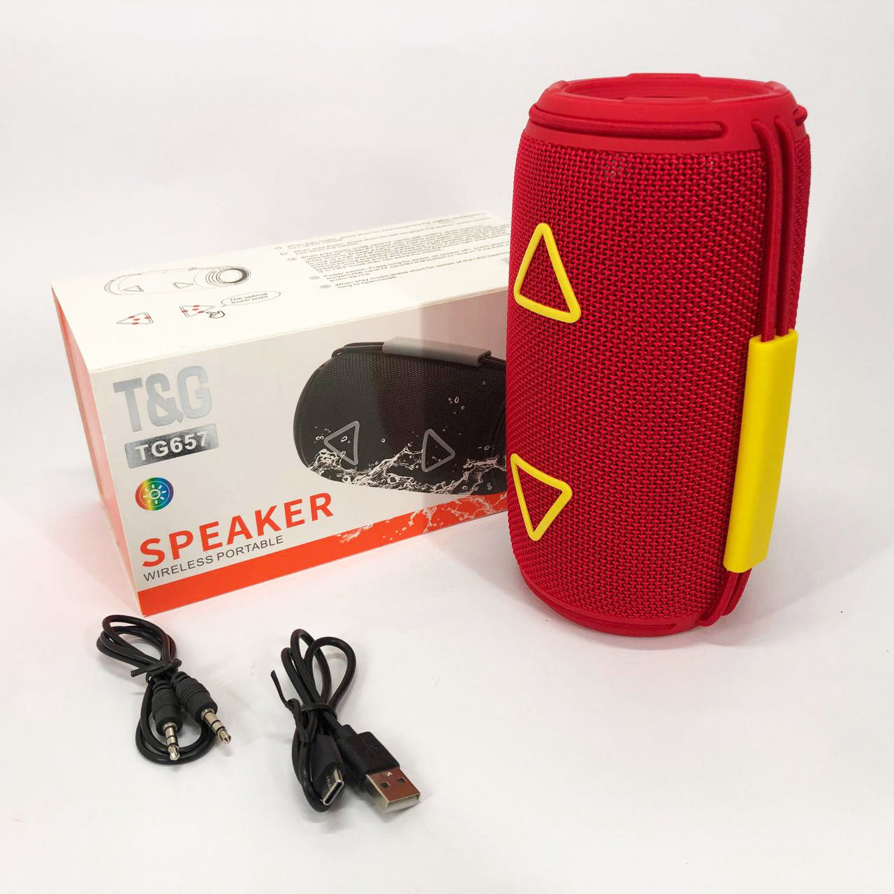 Bluetooth-колонка TG657 с RGB подсветкой 1500 mAh, Беспроводная колонка портативная мощная. Цвет: красный