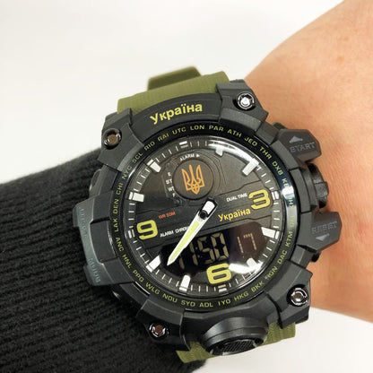 Часы наручные мужские SKMEI 6851/1586AG, Военные мужские наручные часы зеленые, Часы спортивные