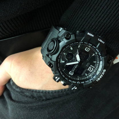 Годинник наручний чоловічий SKMEI 1155BBK, армійський годинник протиударний. Колір: чорний