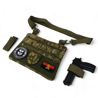 Сумка-кобура наплечна мультикам з липучкою для шевронів, тактична сумка чоловіча з кордури