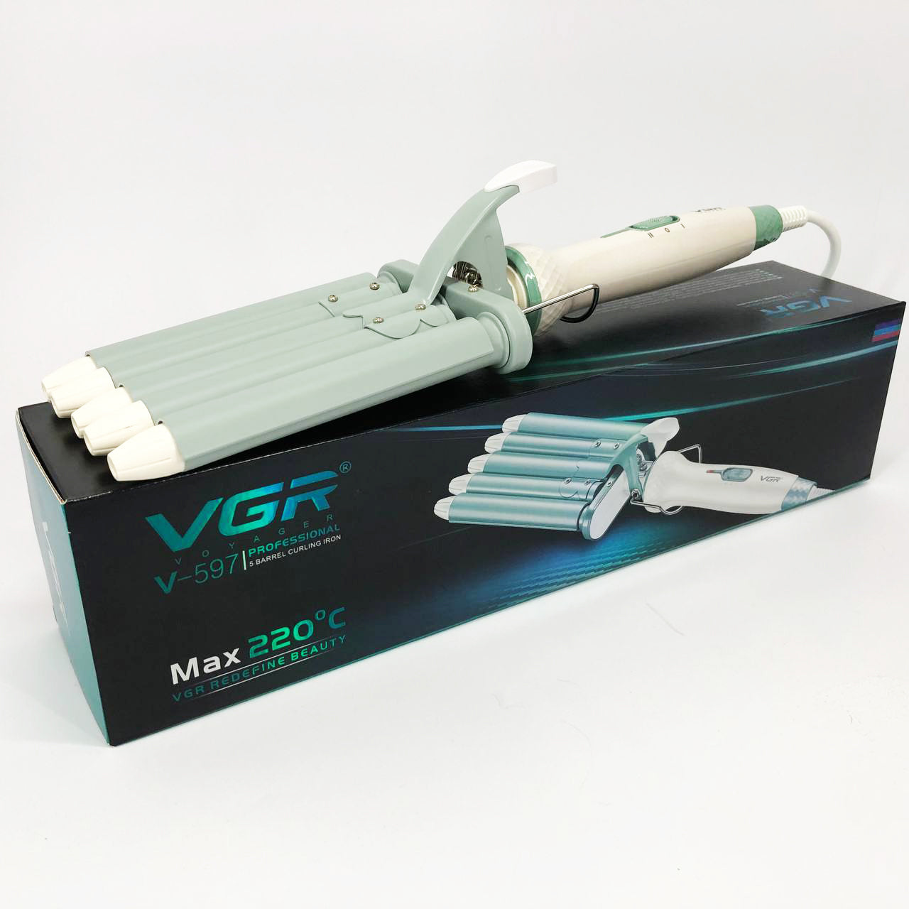 Плойка волна для волос VGR V-597 пять волн диаметр 16 мм с керамическим покрытием для кучеряшек и локонов