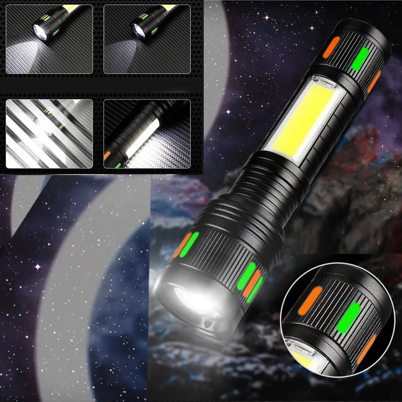 Фонарик 623-TG+COB, Переносной ручной мощный фонарь, Портативный светодиодный фонарь с зарядкой