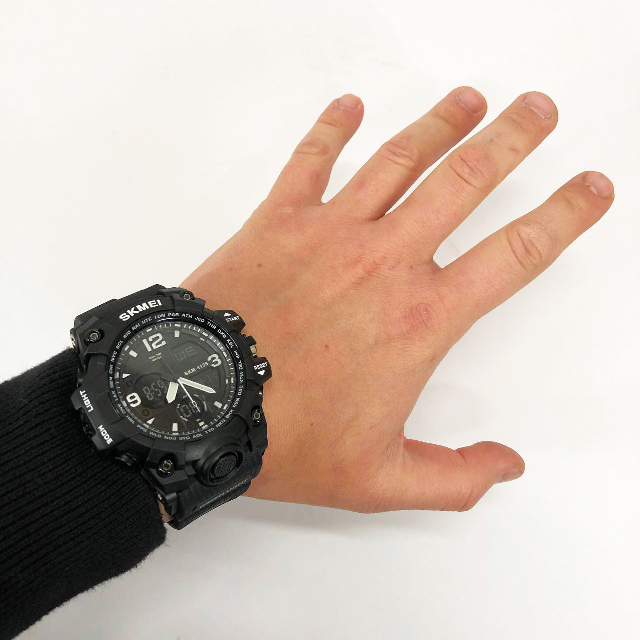 Годинник наручний чоловічий SKMEI 1155BBK, армійський годинник протиударний. Колір: чорний