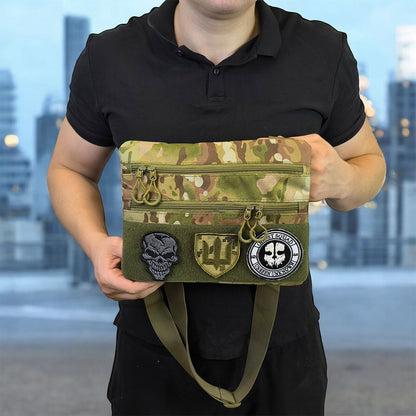 Сумка-кобура наплечна мультикам з липучкою для шевронів, тактична сумка чоловіча з кордури