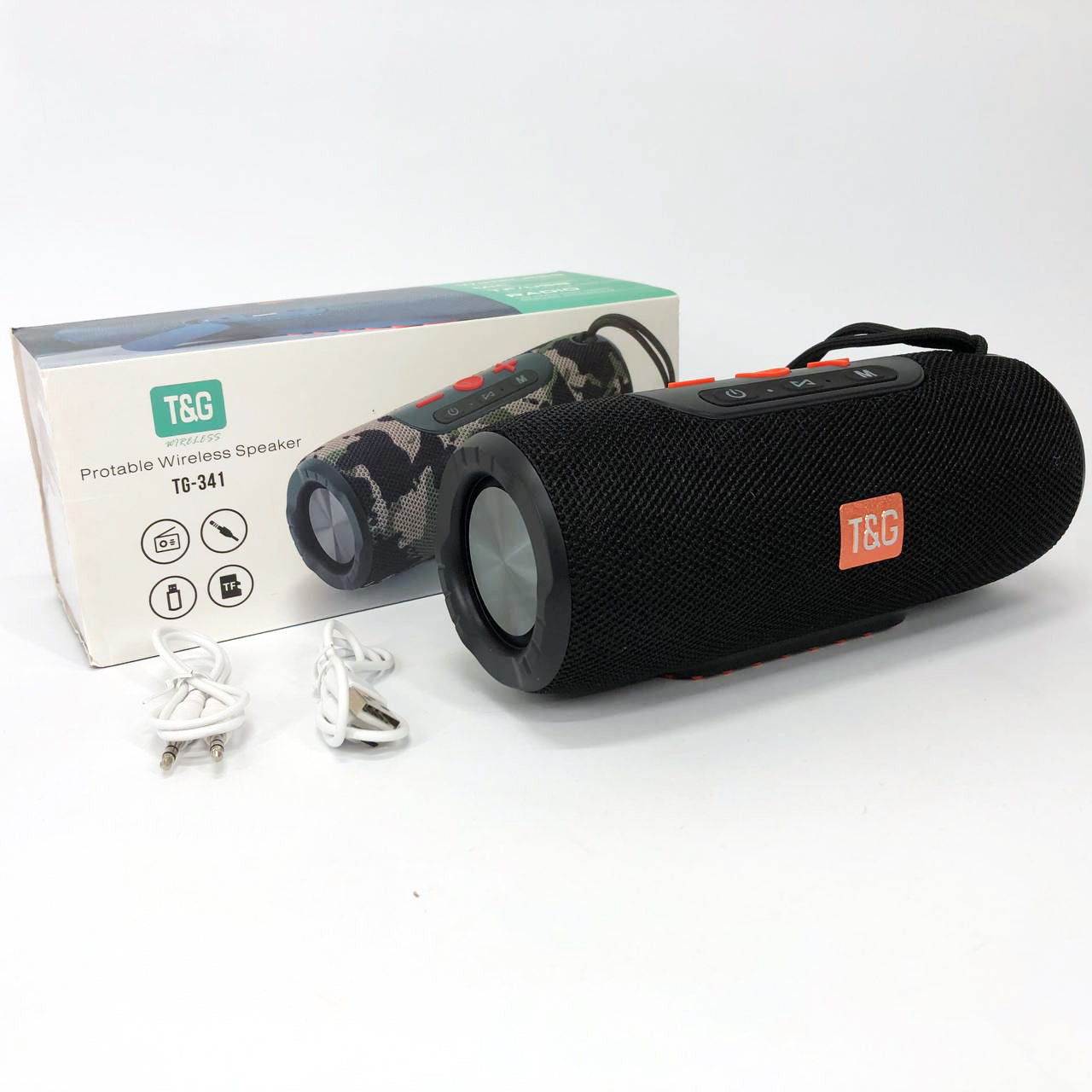 Портативная Bluetooth колонка TG341 со шнурком, аккумуляторная переносная колонка. Цвет: черный