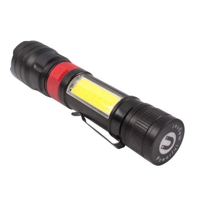 Фонарь ручной аккумуляторный PL-826-P70-COB(white+red), Портативный точечный фонарь, Походный фонарик