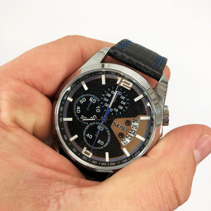 Часы наручные мужские SKMEI 9106BU, стильные классические мужские часы, часы наручные мужские стрелочные