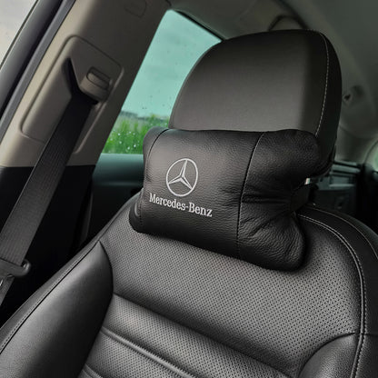 Мерседес 2шт, натуральная кожа, подушки на подголовник для авто с логотипом Mercedes-Benz