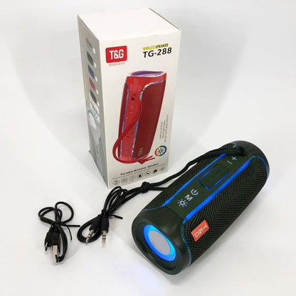 Портативная Bluetooth колонка с LED подсветкой TG288, аккумуляторная колонка для музыки. Цвет: зеленый