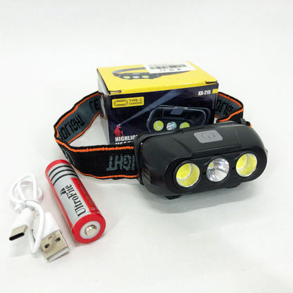 Фонарь налобный аккумуляторный KX-215-LED-2COB, Налобный светодиодный фонарь для ночных прогулок