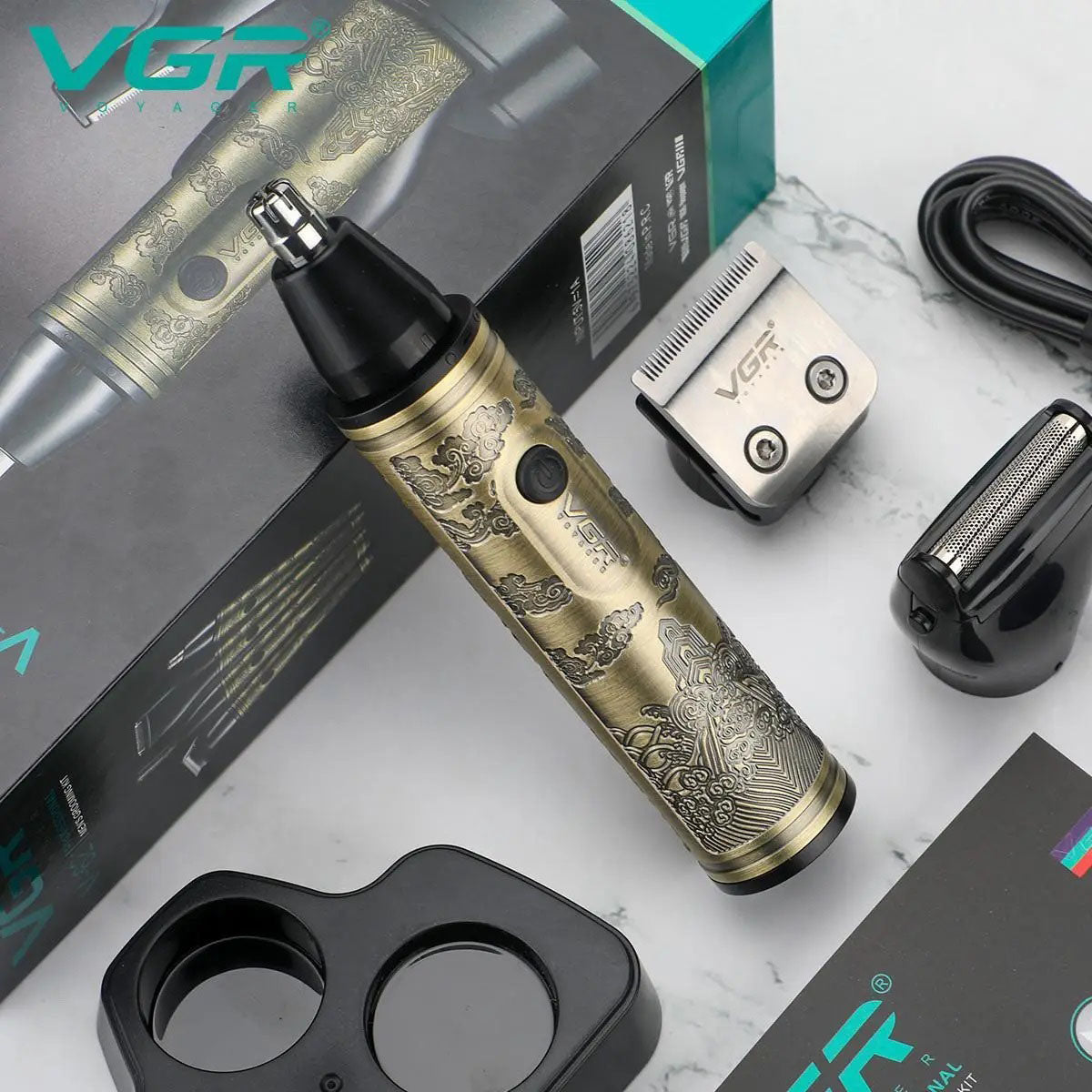 Триммер VGR 4 в 1 V-621, Мужские электробритвы для лица, Бритва для влажного удаления волос