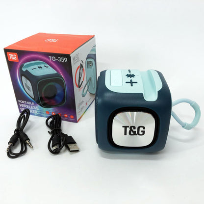 Портативная Bluetooth колонка TG359 7W с RGB подсветкой, аккумуляторная колонка для музыки. Цвет: синий