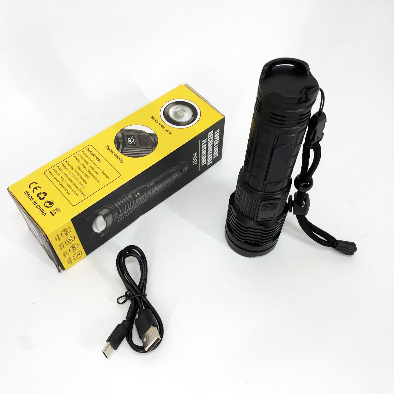 Фонарик PLD-H007 White Laser LED PM10-TG с встроенным аккумулятором PowerBank, Фонарик тактический ручной