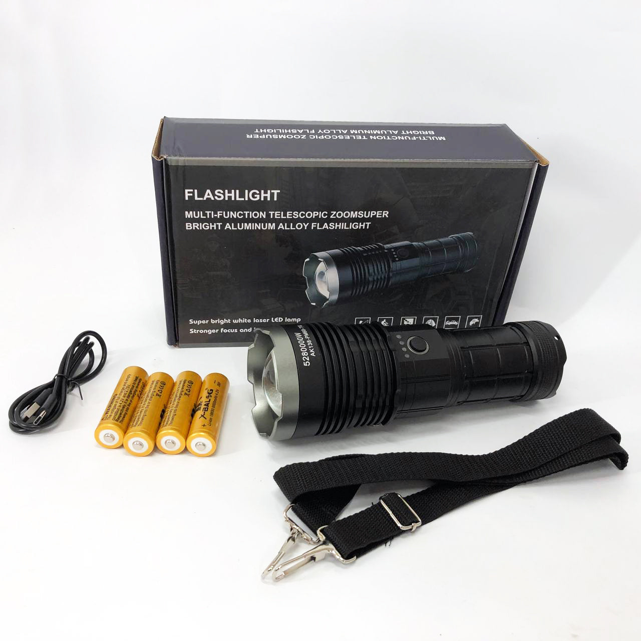 Ручной фонарь Police AK138 WHITE LASER LED PM60-TG с зарядкой USB, работающий от 4х18650 аккумуляторов