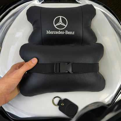 Мерседес 2шт, натуральная кожа, подушки на подголовник для авто с логотипом Mercedes-Benz