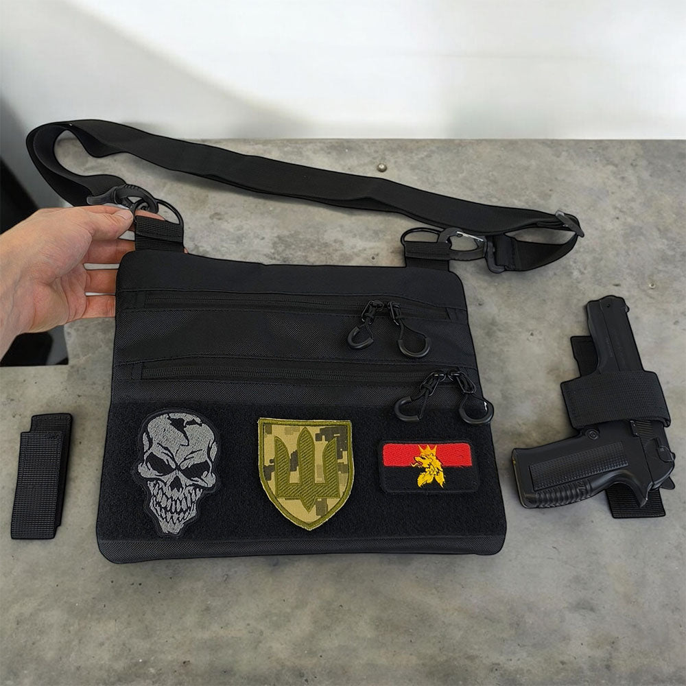 Черная сумка тактическая нагрудная, Сумка через плечо военная, Мужская сумка-слинг тактическая