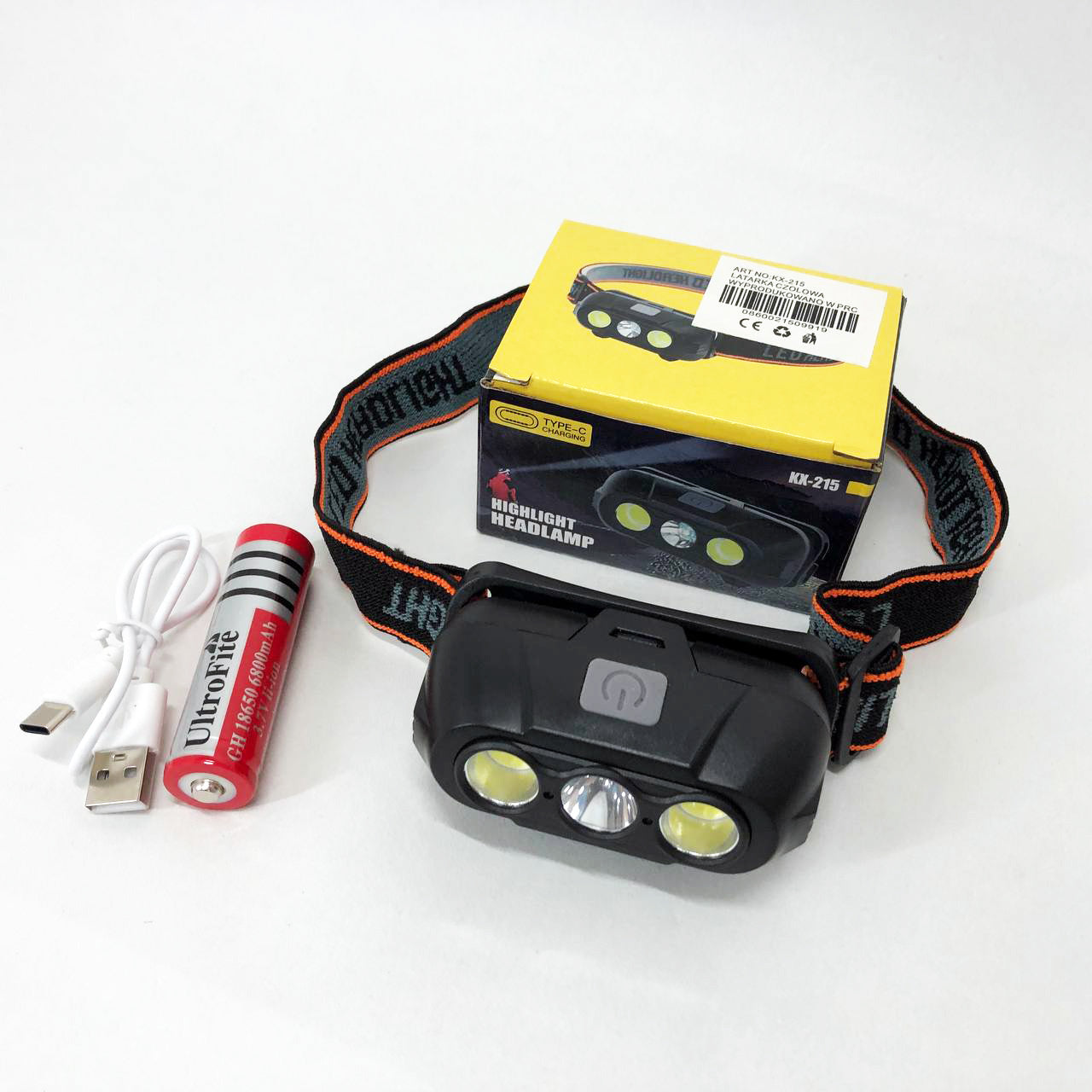 Фонарь налобный аккумуляторный KX-215-LED-2COB, Налобный светодиодный фонарь для ночных прогулок