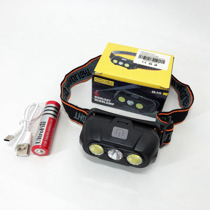 Фонарь налобный аккумуляторный KX-215-LED-2COB, Налобный светодиодный фонарь для ночных прогулок